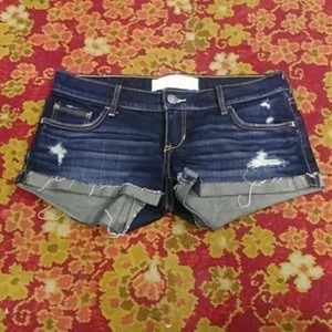 Gilly Hicks Dark Jean Distressed Cuff Jean Shorts